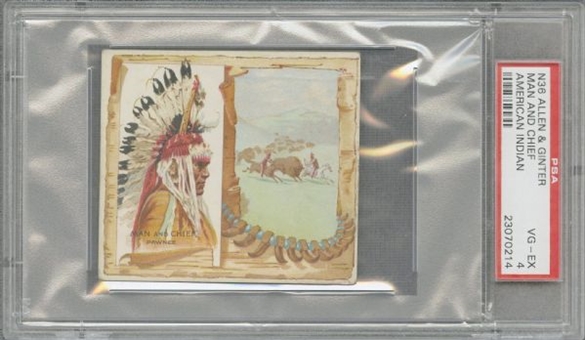 1888 N36 Allen & Ginter "The American Indian" Large Cards "Man and Chief" - PSA VG-EX 4 